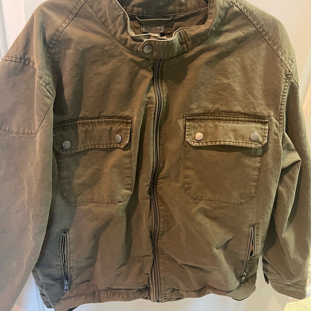 Men's Olive Green Jacket-Carbon 2 Cobalt